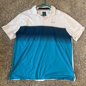 Greg Norman Collection Blue and White Gradient Polo Shirt